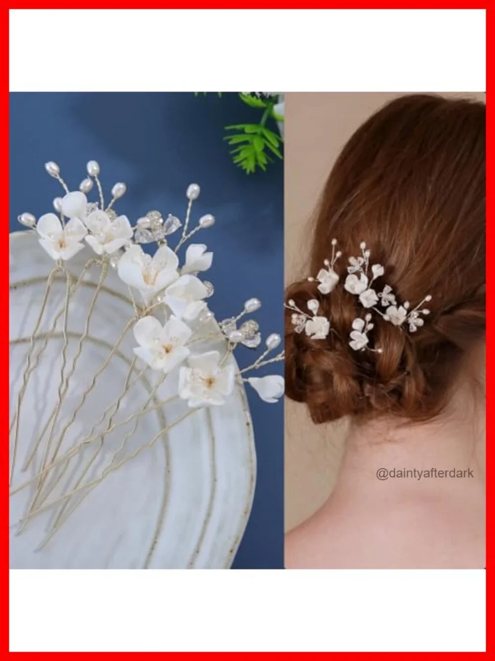 Handmade Bridal Wedding Hair Pins 5Pcs Flower Zircon Pearl Hair Clips